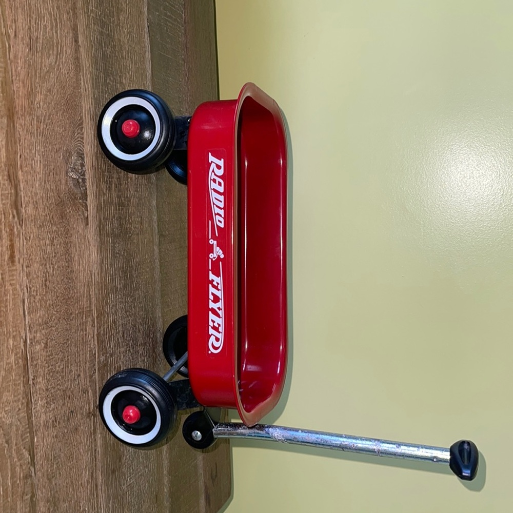 Radio Flyer mini red wagon for toy, garden, pictures,vintage. Used wear! See pic
